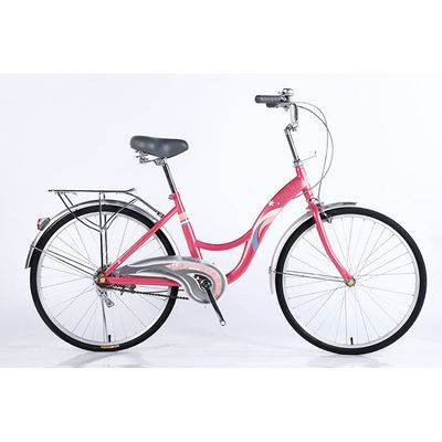 24 Cuadro de acero de velocidad única de las mujeres de la bicicleta de la ciudad de la bicicleta con freno de disco de ruedas delanteras y traseras