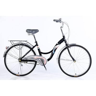 24 Cuadro de acero de velocidad única de las mujeres de la bicicleta de la ciudad de la bicicleta con freno de disco de ruedas delanteras y traseras