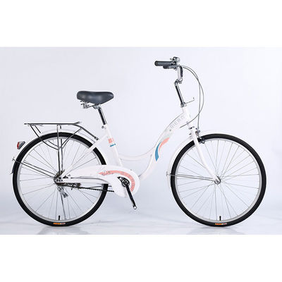 24 Cuadro de acero de velocidad única de las mujeres de la bicicleta de la ciudad de la bicicleta con freno de disco de ruedas delanteras y traseras