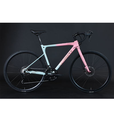 Bicicleta de carretera de soldadura de fibra de carbono 700C 2 * 9s 1 * 9s AL Marco Buena forma AL Hub Y 10kg