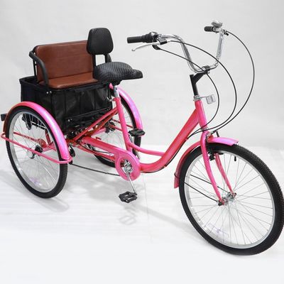 Capacidad de carga alta 150 kg Triciclo de pedales de 24 pulgadas de 7 velocidades Triciclo multifuncional para adultos