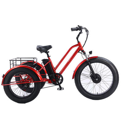 Frente 24 trasero 20 neumáticos de nieve Triciclo eléctrico con SHIMANO trasero de 7 velocidades y batería 48V15A