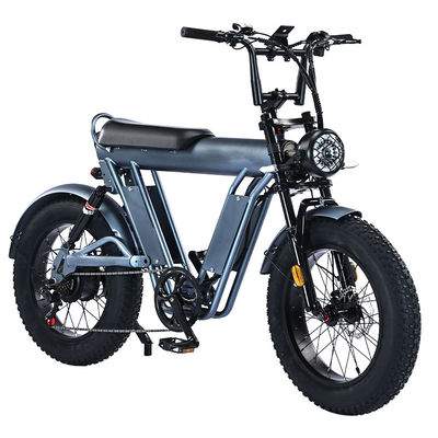 Bicicleta eléctrica de 20 pulgadas de neumático graso con marco de aleación de aluminio de 48V y doble suspensión