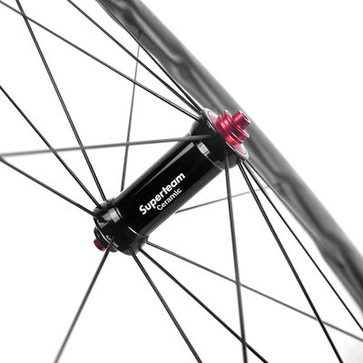 Carbono Fibra Superteam Road Bike Wheel Set 25mm Ancho 50mm Profundidad Centros de rodamientos de cerámica
