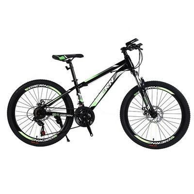 Bicicleta de montaña de material de horquilla de acero de 26 pulgadas con freno de disco de rueda delantera y trasera