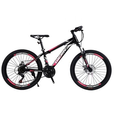 Bicicleta de montaña de material de horquilla de acero de 26 pulgadas con freno de disco de rueda delantera y trasera