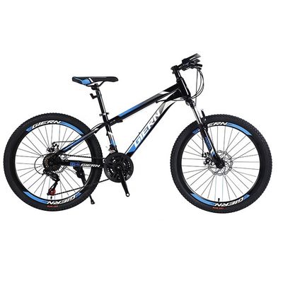 Bicicleta de montaña de material de horquilla de acero de 26 pulgadas con freno de disco de rueda delantera y trasera