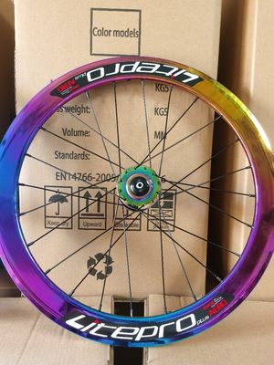 Bicicletas de carretera 20 pulgadas de aleación de aluminio conjunto de ruedas 8/9/10/11 velocidad 4 rodamiento de doble pared color arco iris
