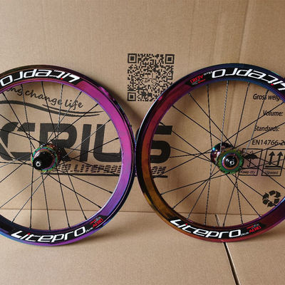 20 pulgadas de fibra de carbono para bicicletas de carretera 8/9/10/11 velocidad doble pared color arco iris
