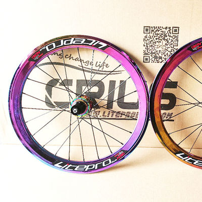 20 pulgadas de fibra de carbono para bicicletas de carretera 8/9/10/11 velocidad doble pared color arco iris